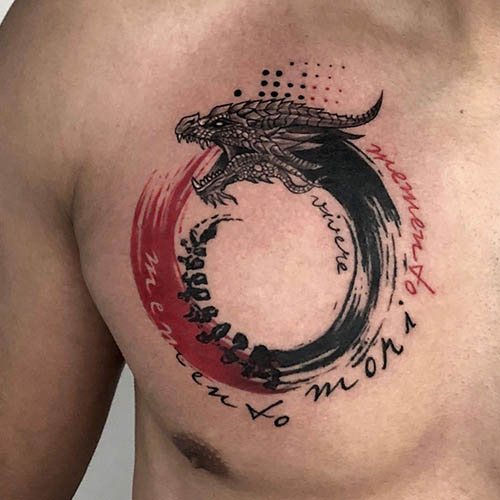 Ouroboros tattoo. Sketch, meaning around arm, leg, wrist, back, neck