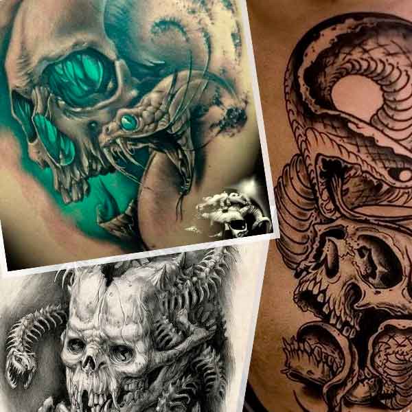 Opzioni di tatuaggio teschio e serpente.