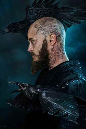 Viking and ravens