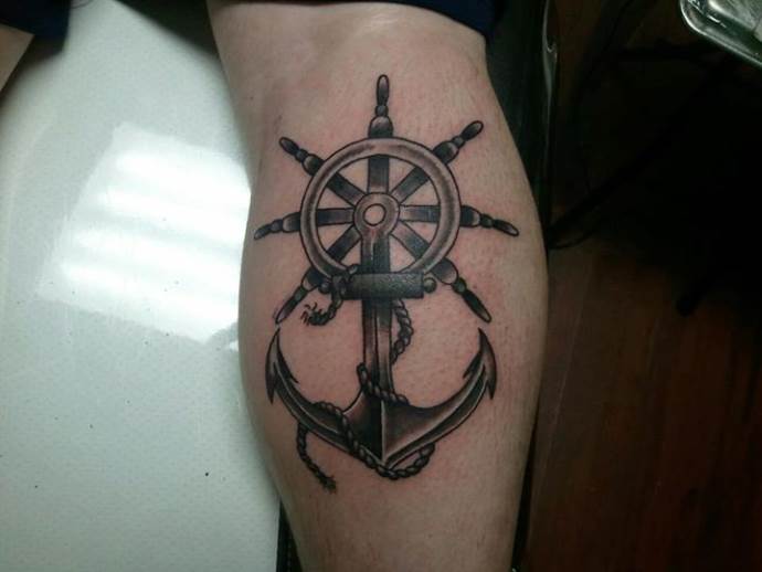 anchor on his leg
