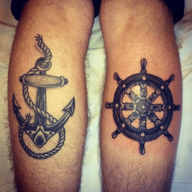 Anchor with helm tattoo