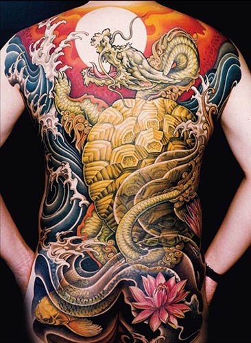 Japanese dragon. Sketches tattoo simple in color, photo, meaning
