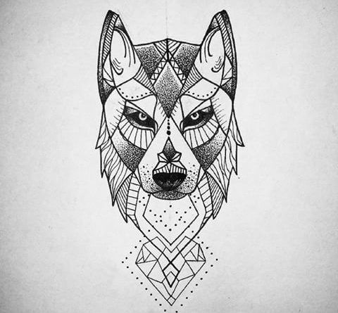 Great sketch for a neck tattoo in the shape of a wolf