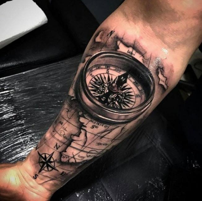 Tattoo meaning of compass and map