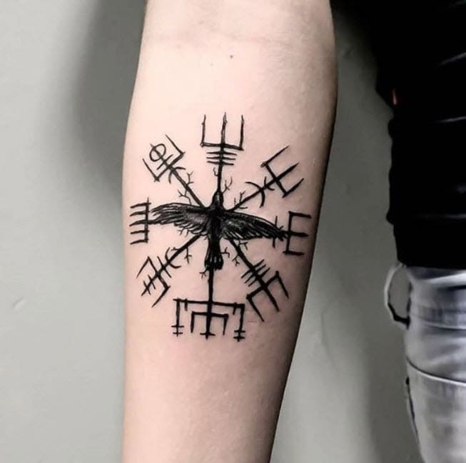 meaning of Viking Scandinavian runic compass tattoo