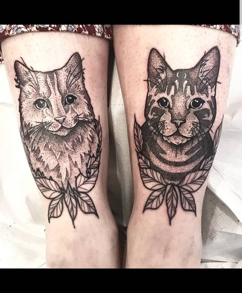 Meaning of cat tattoo for girls and men, Egyptian cats, sphinx, cat head, black, wings, paws