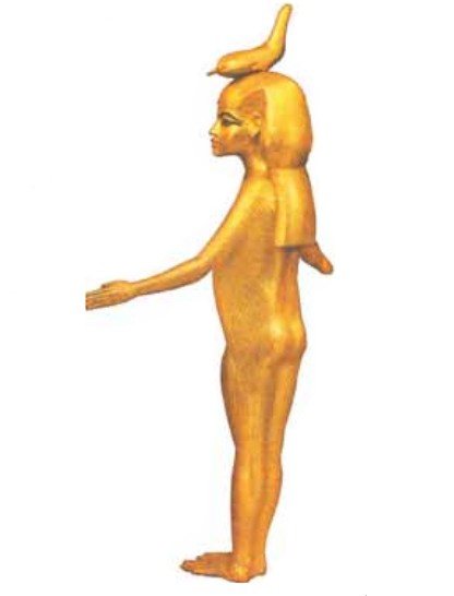 Golden statue of goddess Seleketh from tomb of Tutankhamun