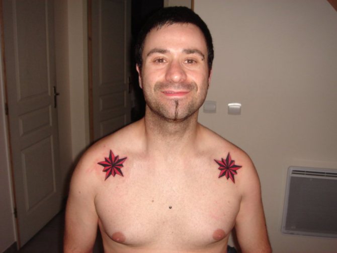 Star tattoo on the shoulders - a sign of a thief in law